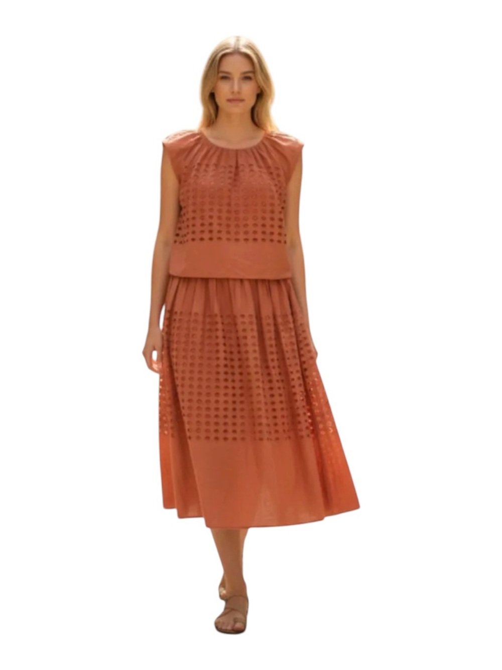 NWT Jennifer & Grace 2PCS Set Eyelet In Color Auburn Large Brown